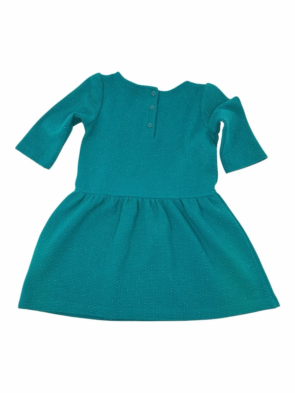 Janie and Jack Girls Green Metallic Gold Fit & Flare Dress Size 3 3T Holiday
